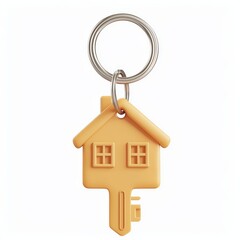 House key with keychain isolated on white background
