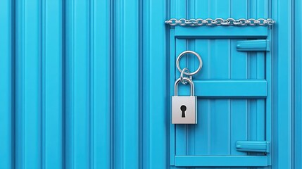 Secured Blue Shipping Container with Padlock and Chain for Safety