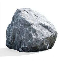 Obraz premium Large gray boulder isolated on white background