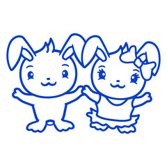 2 Rabbits Two Girlfriend Love Couple In Love Cute Design Lover Art Vector Illustration Card T-Shirt Poster Sticker Graphic Print Decorative Drawing Isolated Logo Decoration Symbol Creative Cool Style
