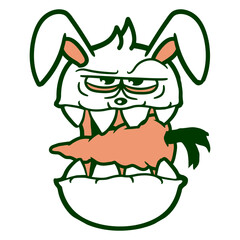 Bunny Monster Evil Carrot Halloween Horror Eating Design Lover Art Vector Illustration Card T-Shirt Poster Sticker Graphic Print Decorative Drawing Isolated Logo Decoration Symbol Creative Cool Style

