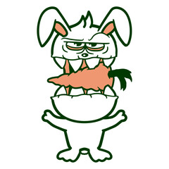 Bunny Monster Evil Carrot Halloween Horror Eating Design Lover Art Vector Illustration Card T-Shirt Poster Sticker Graphic Print Decorative Drawing Isolated Logo Decoration Symbol Creative Cool Style
