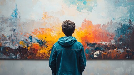 Obraz premium Fascination With Vibrant Abstract Art at a Local Gallery During a Quiet Afternoon