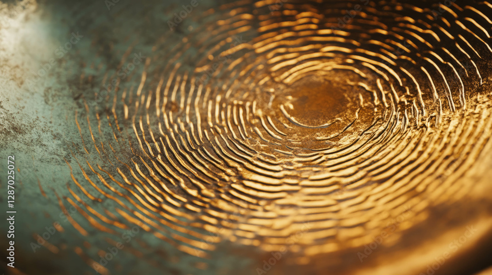 Poster intricate engraved bronze texture with circular patterns for design