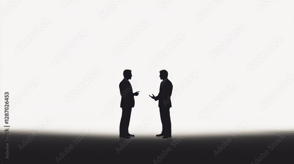 Aufkleber two business professionals engaged in a discussion against a minimalist background in a modern offic