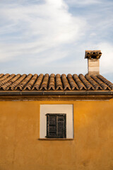 old yellow house and chimney