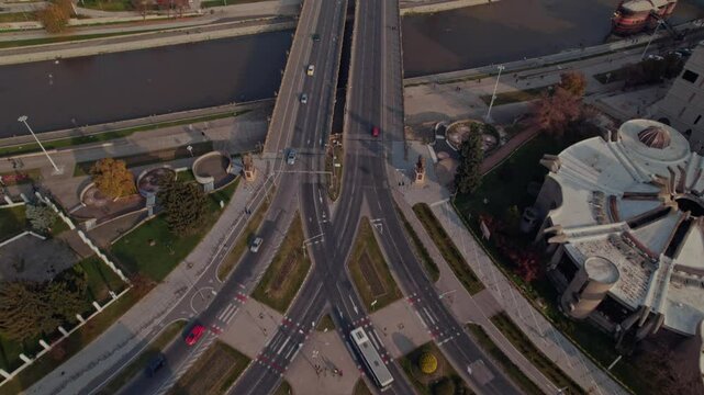 Drone shot of Skopje, North Macedonia