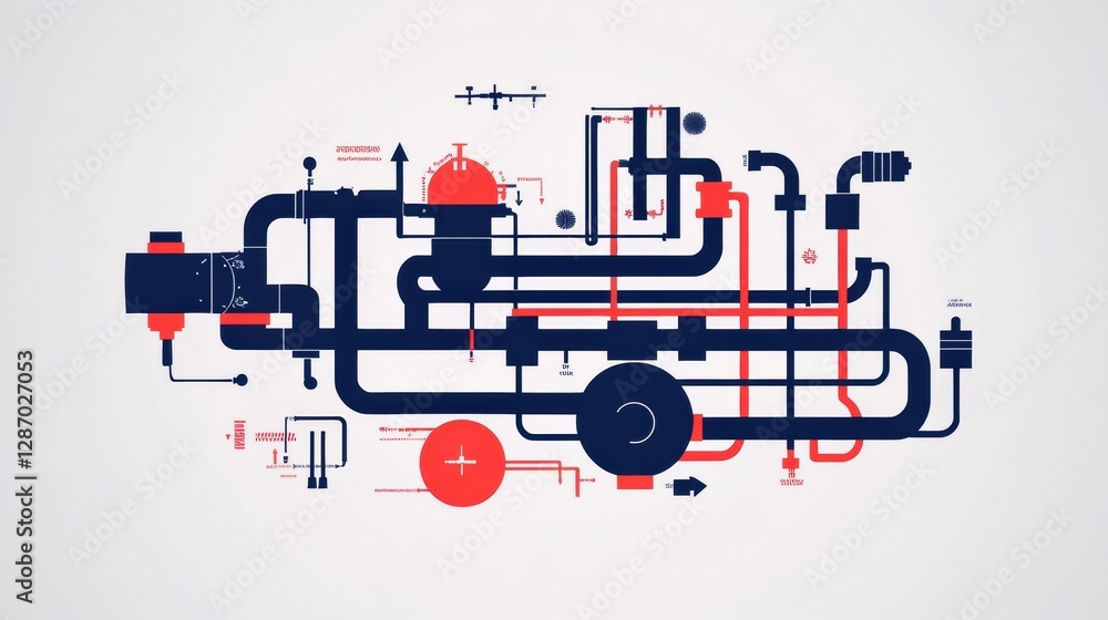 Poster gas pipeline flow infographic showcasing minimalist design elements and fluid dynamics for energy in