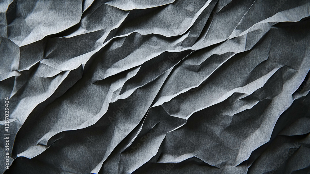 Poster Abstract texture of irregular intersecting ribbed grey paper pattern