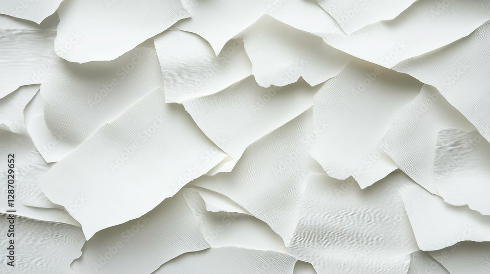 Poster abstract texture of intersecting ribbed white paper layers for artistic design and background concep