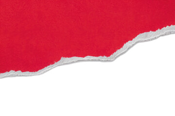 Red ripped paper torn edges strips isolated on white background
