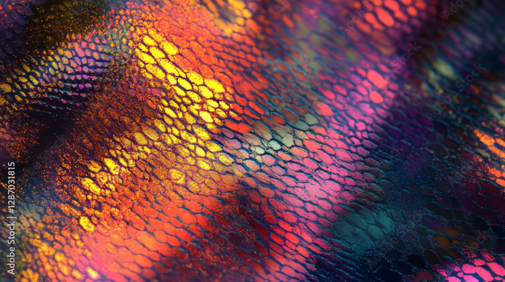 Poster vibrant macro texture of a compact disc with iridescent patterns for design