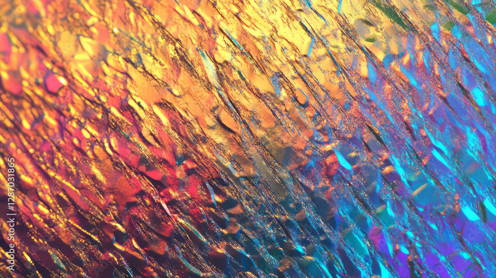 Poster vibrant macro texture of compact disc with rainbow light patterns