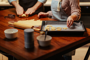 Baking cookies together in a cozy kitchen