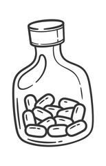 Pills inside bottle medical doodle