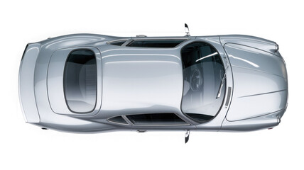 Top View Of Silver Sedan Car, isolated on transparent background
