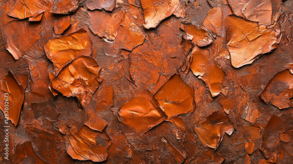 Poster macro view of weathered rusty metal surface with abstract textures