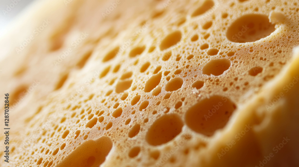 Poster detailed macro texture of sponge with pores for design or background use