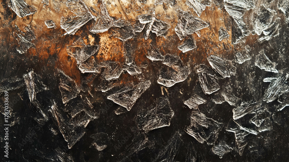 Aufkleber intricate macro view of frost crystals on a window surface