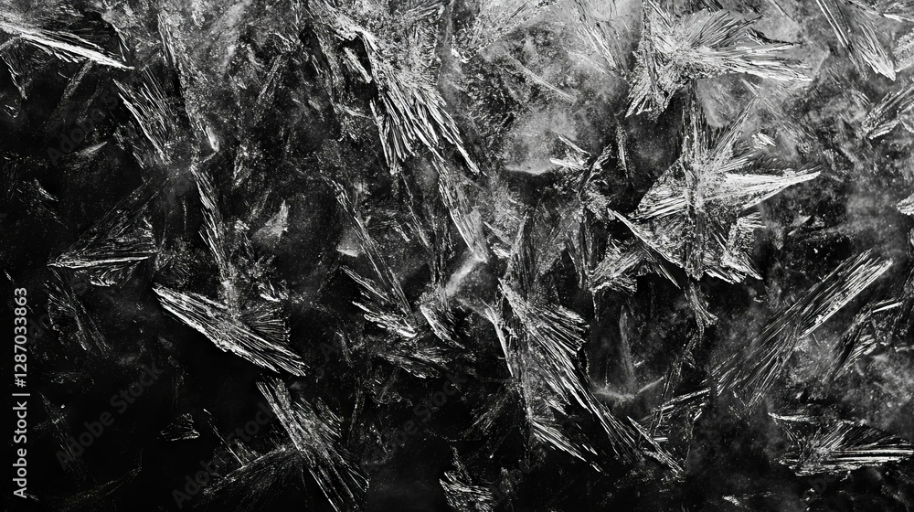 Poster intricate macro ice crystal texture for winter design and art projects
