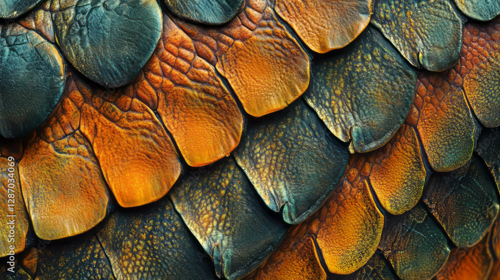 Poster macro view of reptile skin texture with detailed scales for nature design