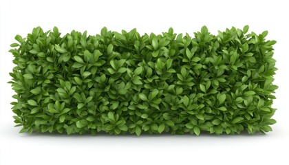 Obraz premium Trimmed Green Boxwood Hedge on White Background for Garden Design