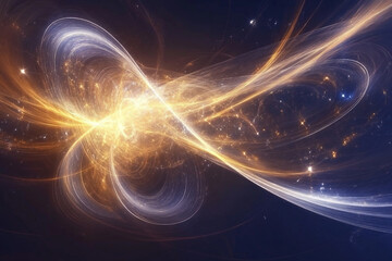 Cosmic Vortex of Golden and Violet Energy Creating a Mesmerizing Display in the Universe