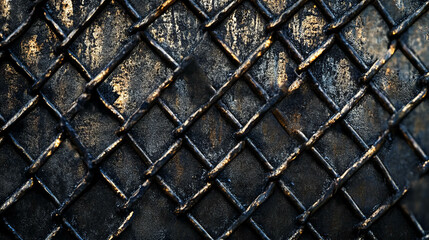 Fototapeta premium Detailed close-up of a woven metal mesh texture with intricate patterns