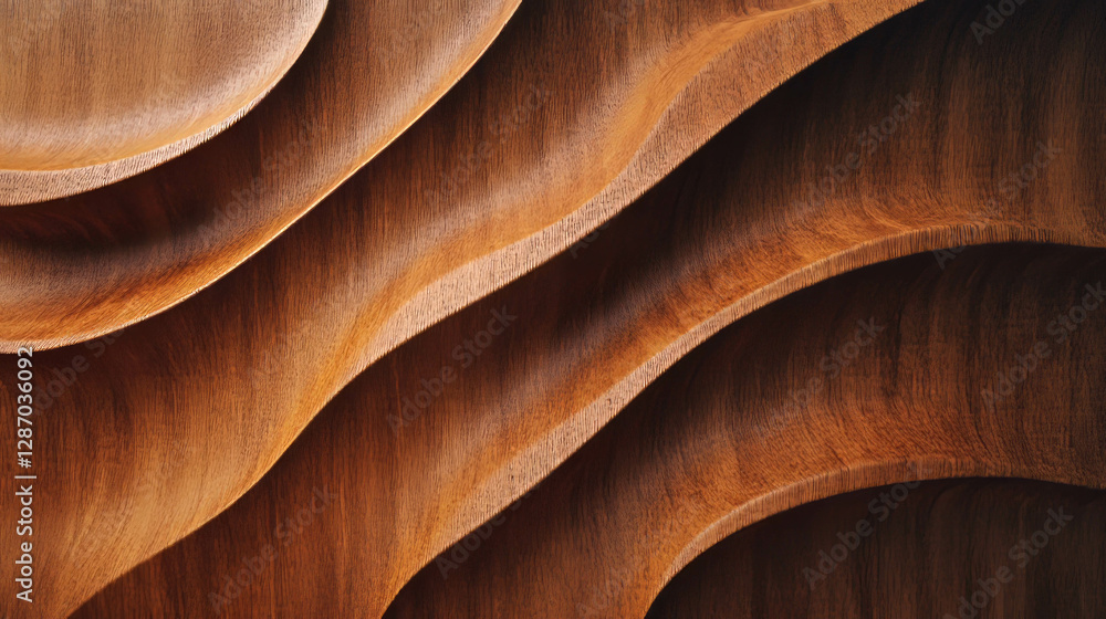 Poster artistic mahogany wood texture with fiddleback pattern for creative design projects