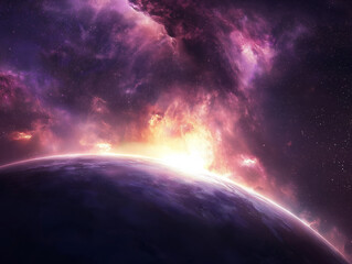 Fototapeta premium sunrise over the planet