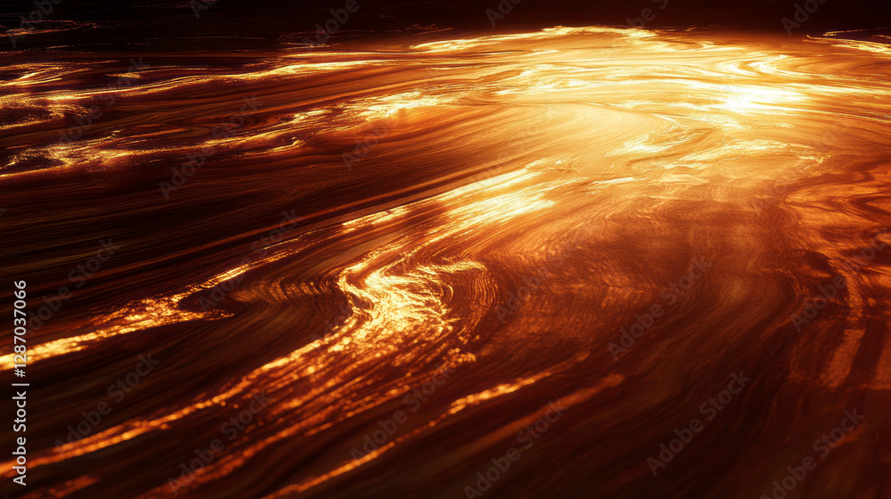 Poster Polished mahogany texture with flowing abstract pattern for elegant design