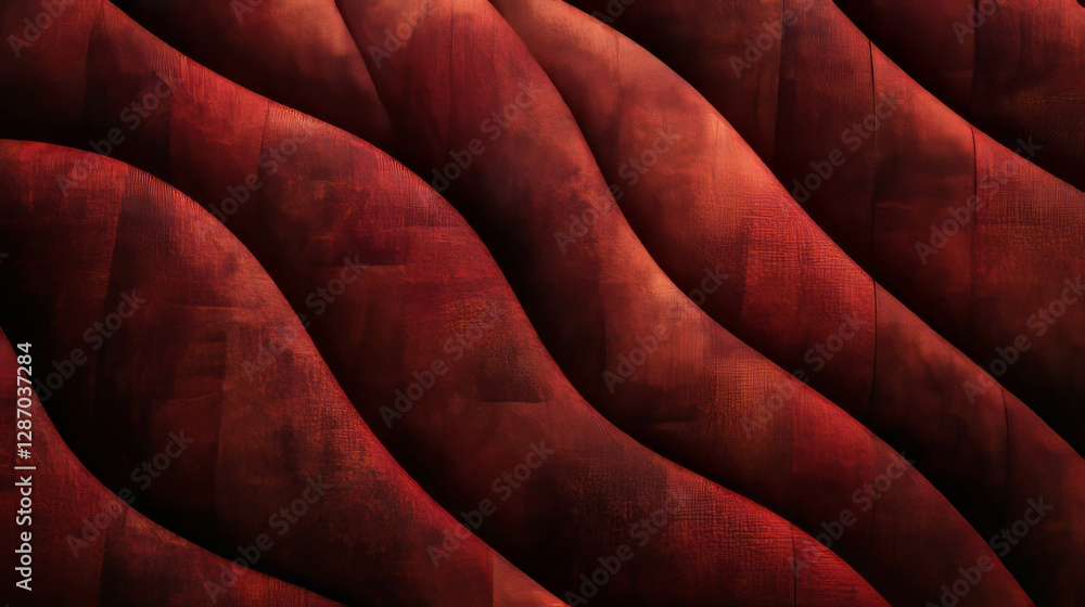 Poster abstract quilted mahogany texture with vivid waves for design and background