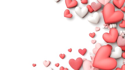 Pink and White 3D Rendered Hearts: Romantic Valentine's Day Design AI Generated