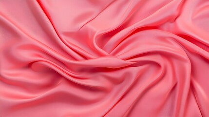 Fototapeta premium Coral Silk Fabric Drape: A Textured Close-Up AI Generated