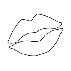 Kissing lips outline in simple vector icon