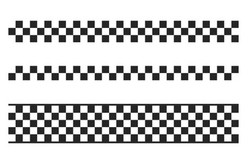 Seamless black and white checkered racing stripes set with different styles of repeating vector stripes