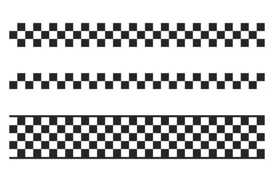 Seamless black and white checkered racing stripes set with different styles of repeating vector stripes