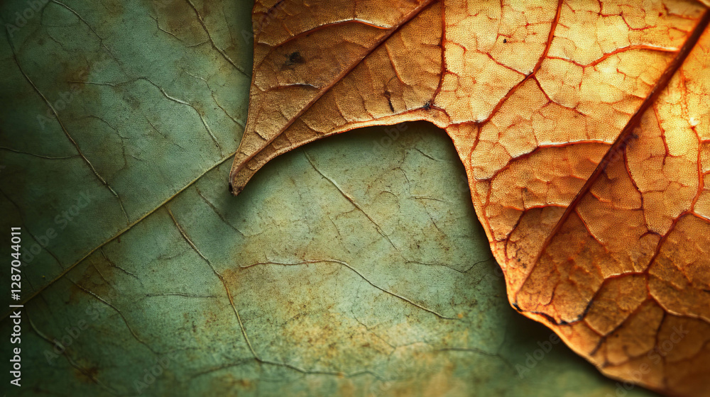 Poster close-up texture of maple leaves with fine scratches and subtle lines