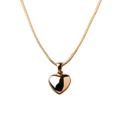 Elegant gold heart pendant necklace on transparent background