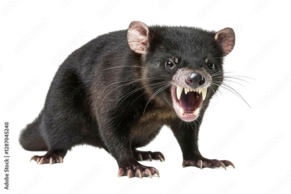 Aufkleber aggressive [animal] isolated on transparent background displaying teeth and claws in a close-up prof