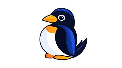 Fototapeta premium Adorable Cartoon Penguin Illustration: A Digital Drawing of a Happy Bird AI Generated