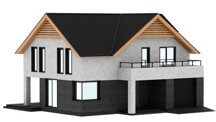 3d render minimalist house with transparent background