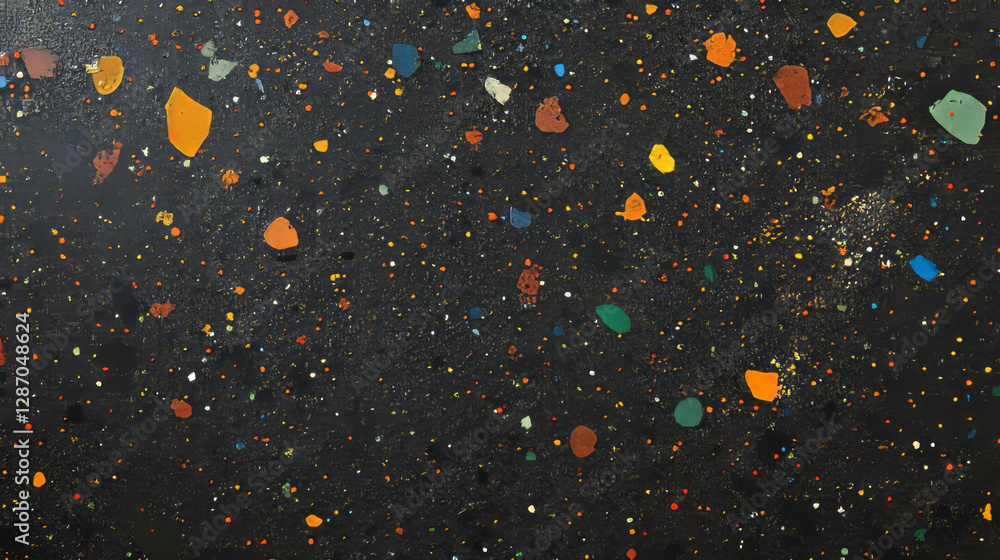 Poster abstract texture of mdf with speckled multicolor paint for art and design background