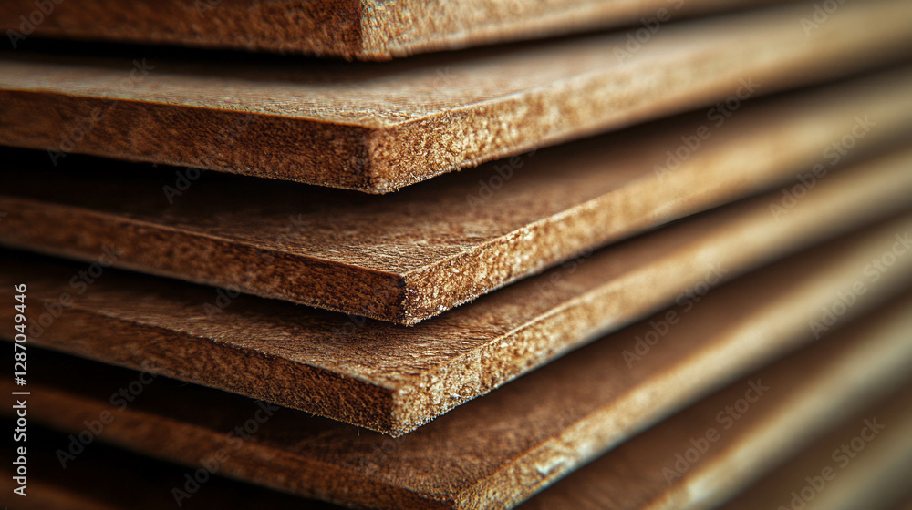 Aufkleber close-up of enhances mdf boards with rough texture and thick layers for design projects