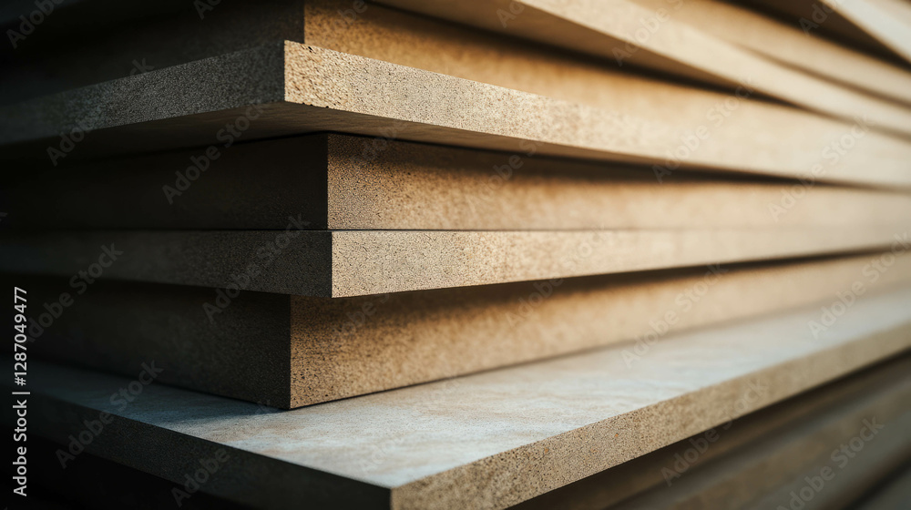 Poster close-up of mdf panels with thick layered texture for design projects