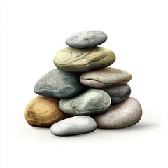 Small pile of pebbles isolated on white background