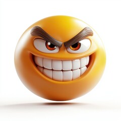 Smirking emoji with a mischievous grin isolated on white background