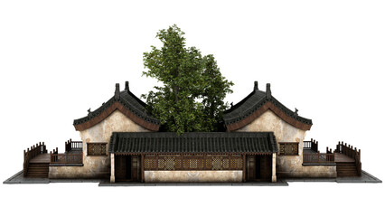 Naklejka premium 3d render traditional asian house with transparent background