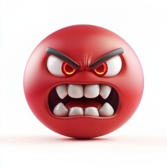 N angry red-faced emoji with clenched teeth and glowing red eyes isolated on white background