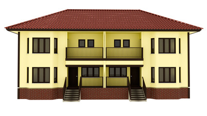 3d render apartment building with transparent background